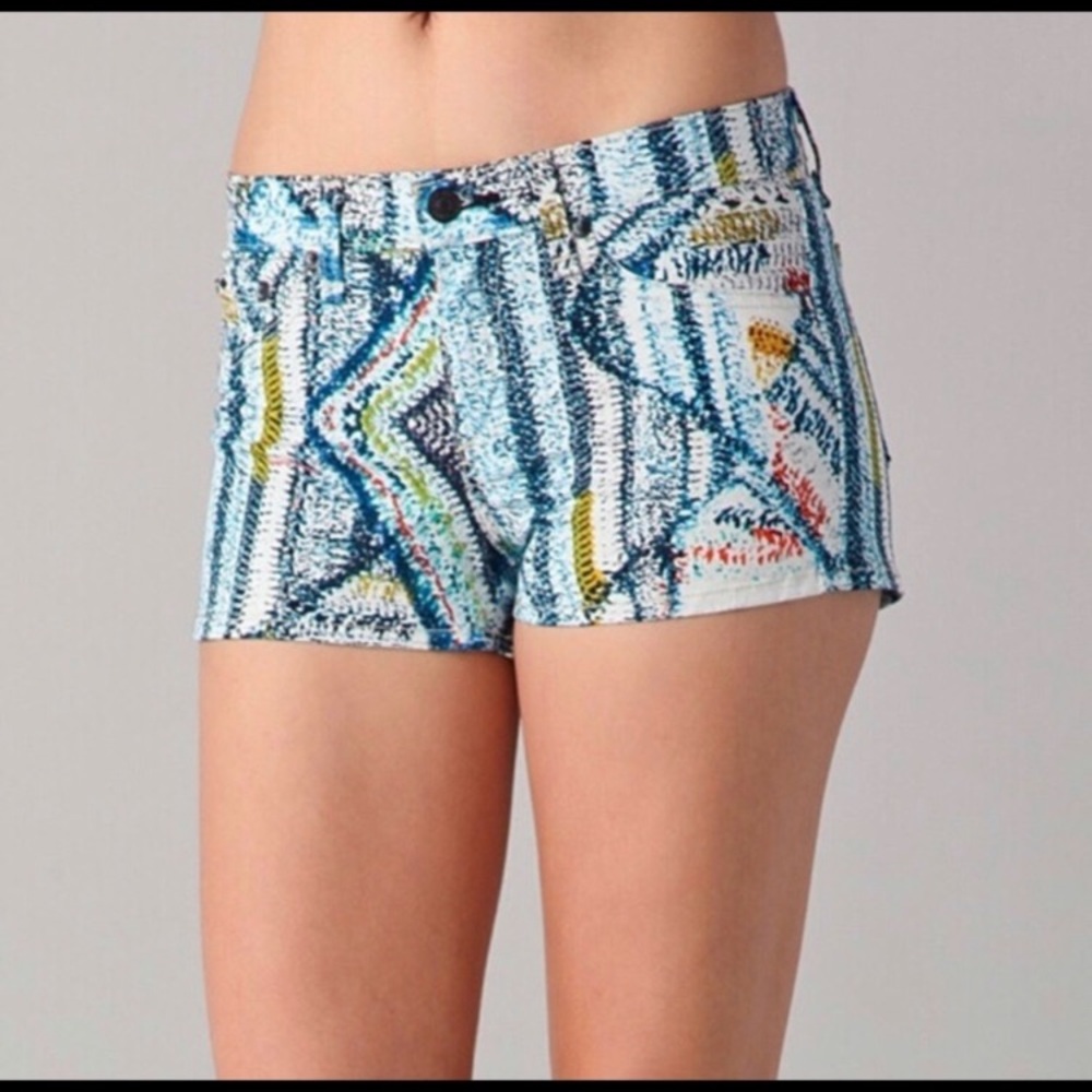 rag & bone Blue and Red Shorts with Graphic Print - Size 27 NWOT